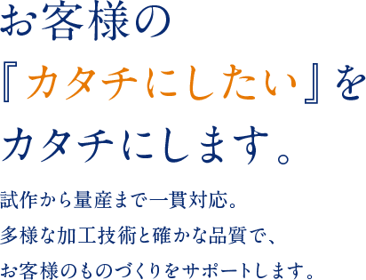 お客様の『カタチにしたい』をカタチにします。